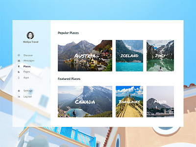 Travel Agency Dashboard Concept blue blur brandl daily ui dashboard places travel ui ux web