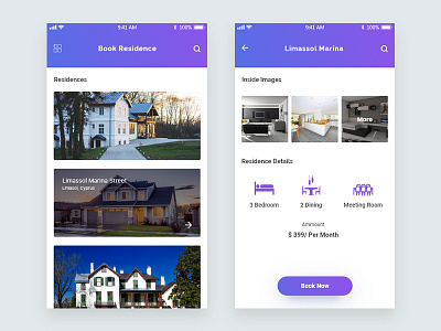 Book Residence App Screen Concept android gradient house illustation ios material mobile app residence ui ux