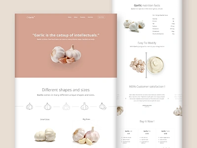 Product Landing Page (Garlic) clean design funny garlic landing minimalistic page product simple ui visual website