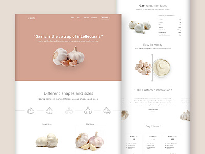 Product Landing Page (Garlic) clean design funny garlic landing minimalistic page product simple ui visual website