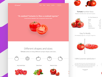 Product Landing Page (Tomato) clean design funny landing minimalistic page product simple tomato ui visual website