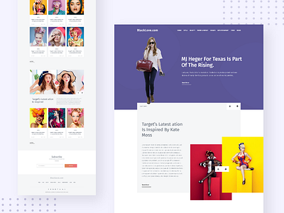 Fashion Blog Landing Page blog design ecommerce fashion flat illustation portfolio site studio ui web