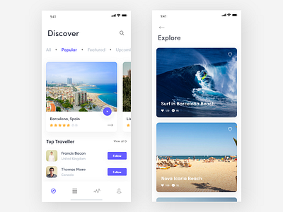 Travel App Exploration android app application design ios iphone mobile travel ui ux