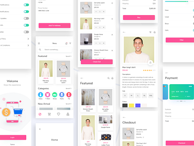 Nova E-commerce UI Kit app checkout pay card creative design e commerce app ecommerce e commerce fashion app illustration logo scout typography ui ux vector
