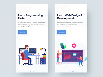 Learning App app creative design google gradient illustration ios landing page minimal mobile app design mockuop scout typogaphy ux vector