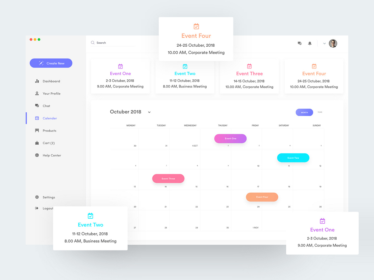 Dashboard Interface (calendar) By Majedul Islam Khan For Dcu On Dribbble