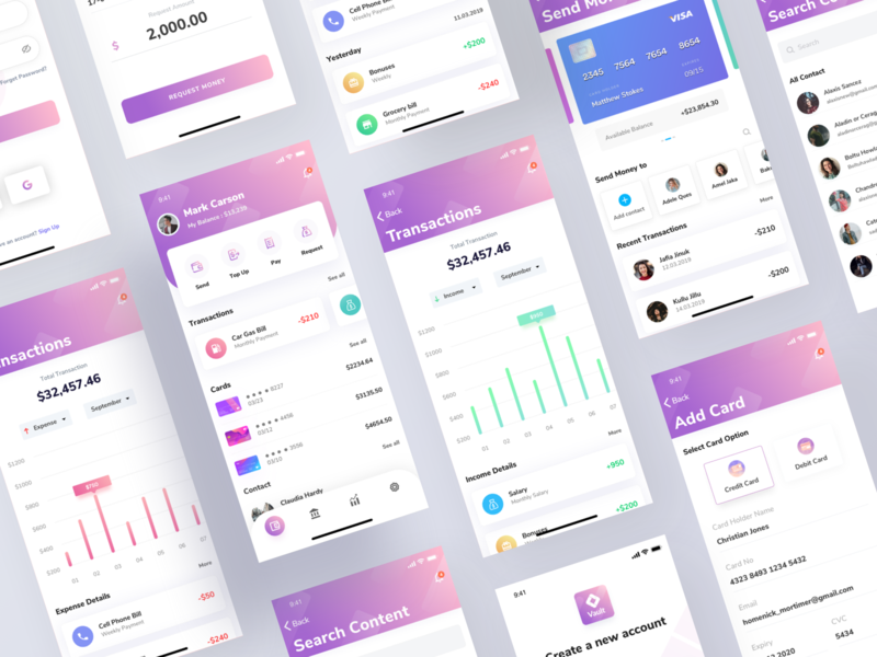 Vault - Financial App UI Kit 2019 design converter crypto currency crypto exchange finance finance app financial app trend deign ui ux uikits