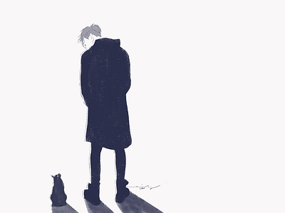 The cat and him character illustration procreate