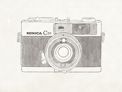Konica C35 1968 camera design digital drawing film film camera graphics illustration ipad procreate vintage