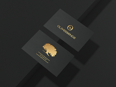 Olivessence business card black business card business card design design elegant extra virgin gold gold foil greece greek luxury olive olive oil olives premium