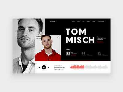 Tom Misch artist homepage design homepage music music app typography ui uidesign ux webdeisgn webdesign