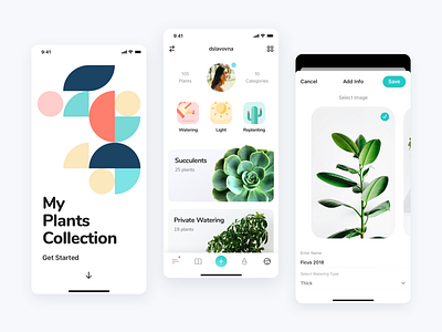 My Plants Collection iOS Application abstraction application circles flatdesign greens insperation ios iphonex light ui mobile mobile insperstions photo app plant plants plants app ui ux