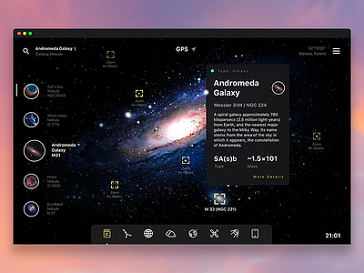 Journey Among The Stars application astronomy cosmos design desktop galaxy macos ux design windows