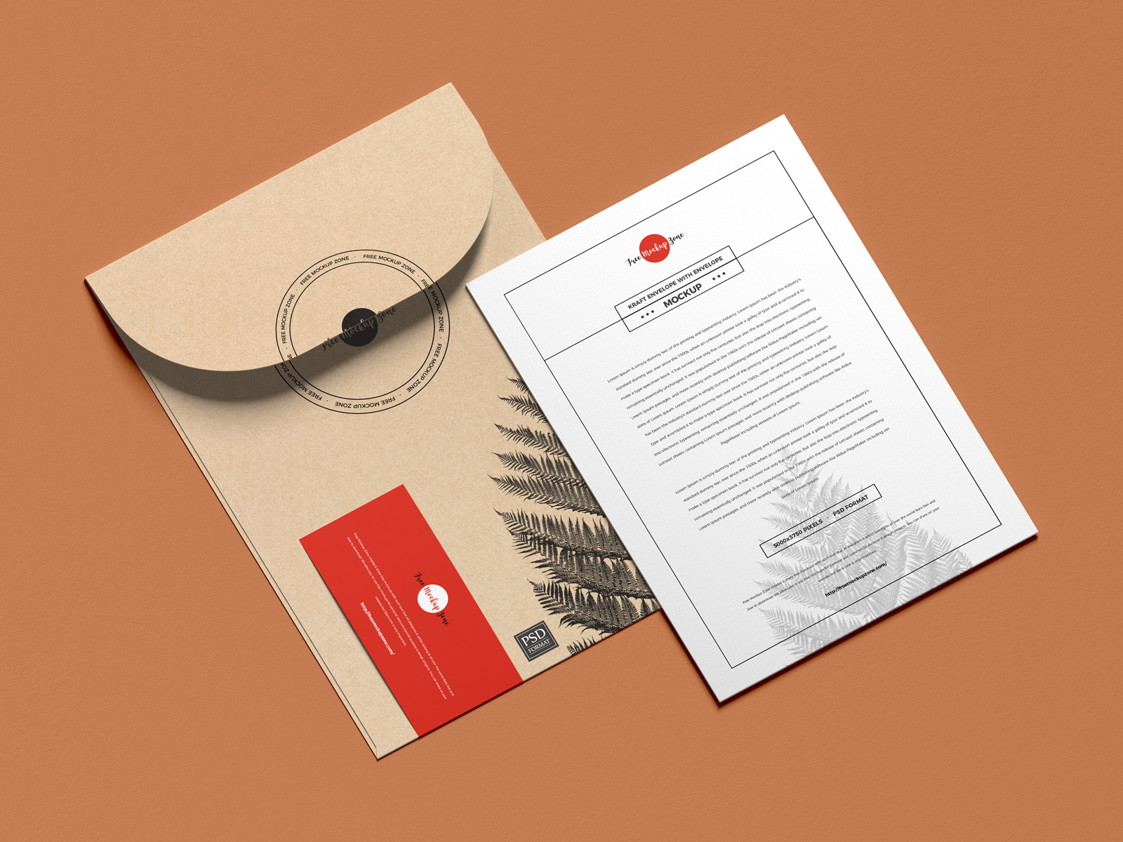Free Kraft Envelope With Invitation Mockup by Free Mockup