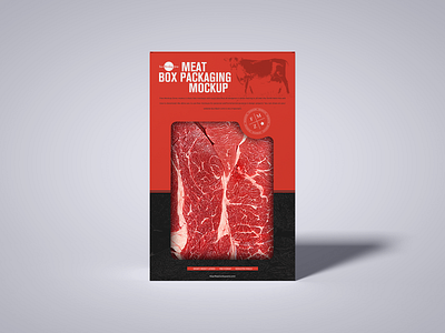 Free Meat Cutout Box Mockup