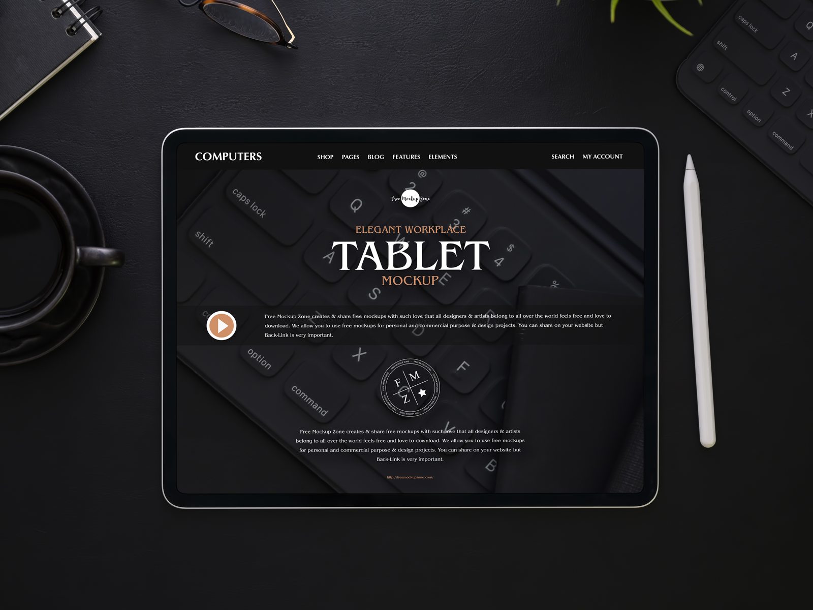 Download Free Elegant Workplace Tablet Mockup By Free Mockup Zone On Dribbble