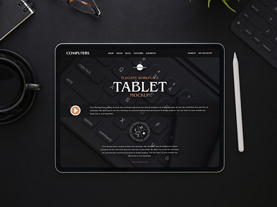 Free Elegant Workplace Tablet Mockup