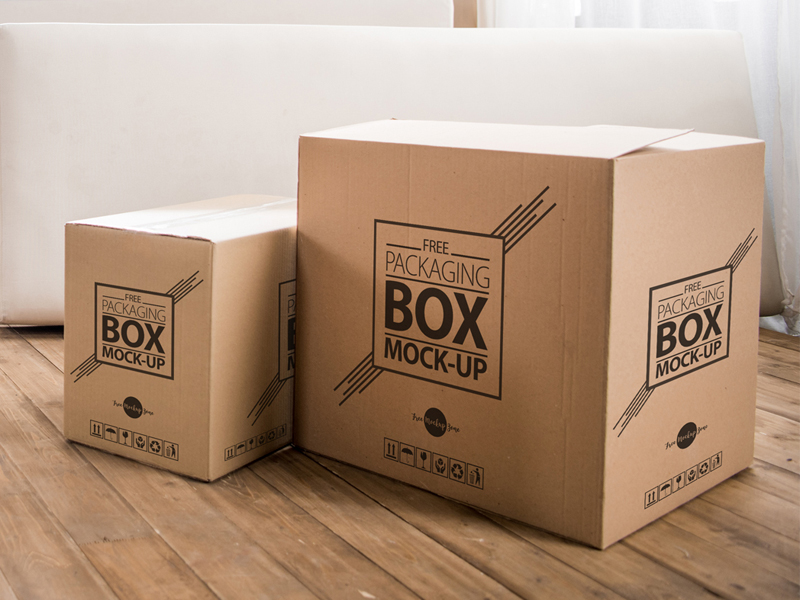 Free High Quality Packaging Box On Wooden Floor Psd Mockup ...
