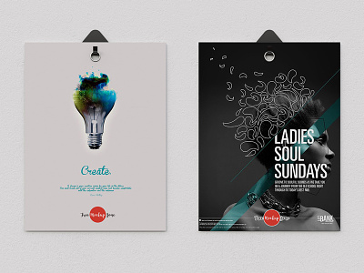 Free 2 Poster Hanging With Clips Psd Mockup