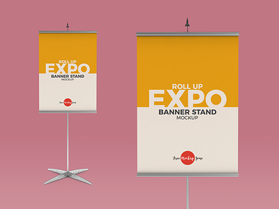 Free Roll Up Expo Banner Stand Mockup