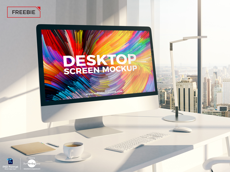 Download Free Designer Desktop Screen Mockup by Free Mockup Zone on Dribbble