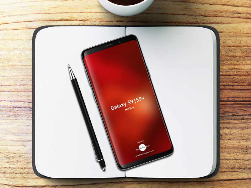 Download Free Notebook With Samsung Galaxy S9 & S9+ Mockup by Free ...