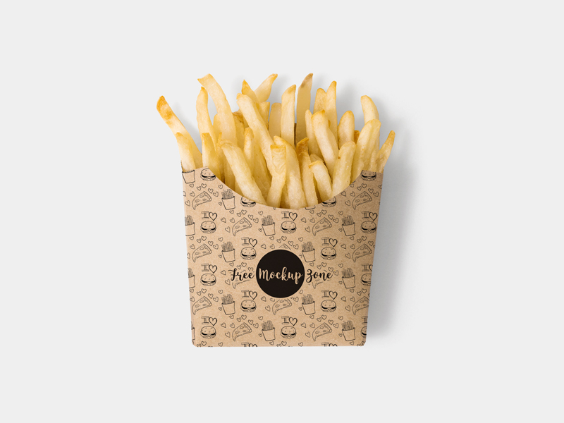 Download Free Brown Paper French Fries Box Mockup Psd by Free Mockup Zone on Dribbble