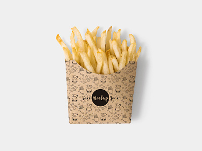 Free Brown Paper French Fries Box Mockup Psd