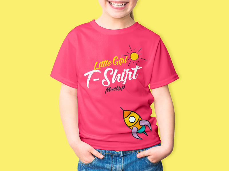 Download Free Little Girl T-Shirt Mockup Psd by Free Mockup Zone on Dribbble