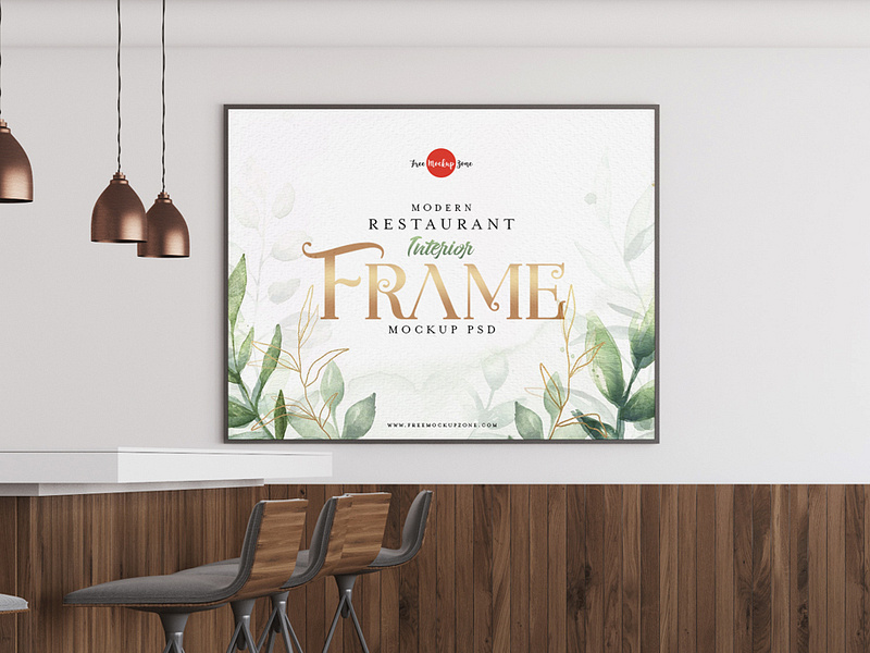 Download Free Modern Restaurant Interior Frame Mockup by Free Mockup Zone on Dribbble