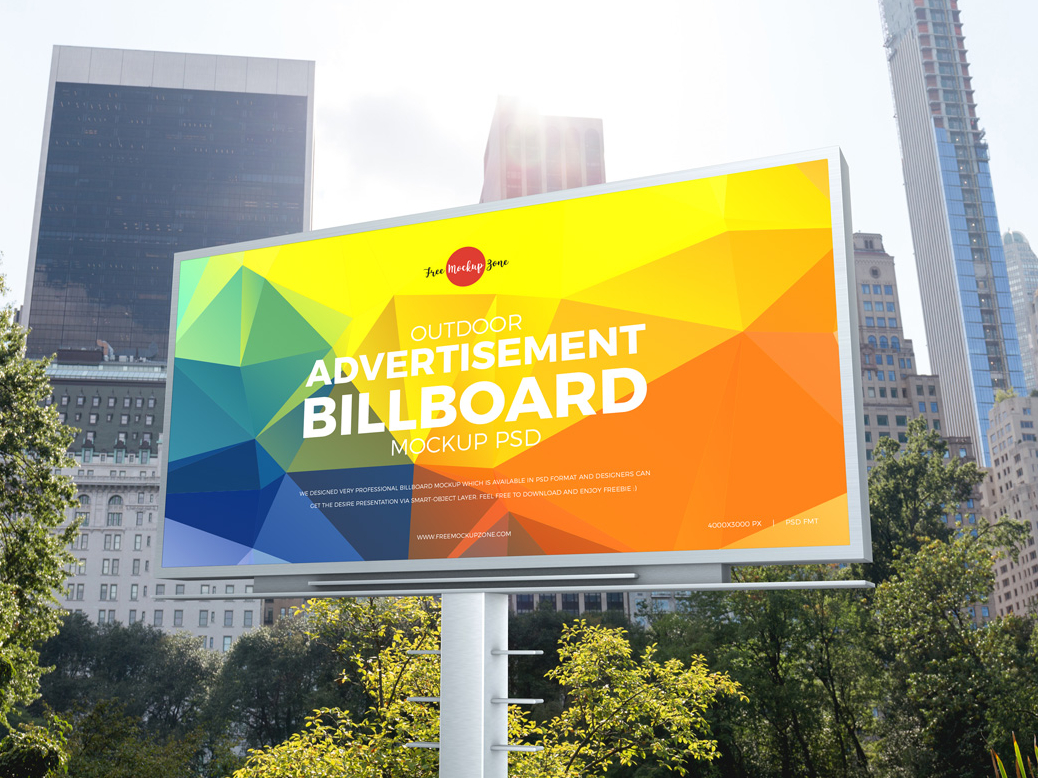 Download Free City Outdoor Advertisement Billboard Mockup by Free Mockup Zone on Dribbble