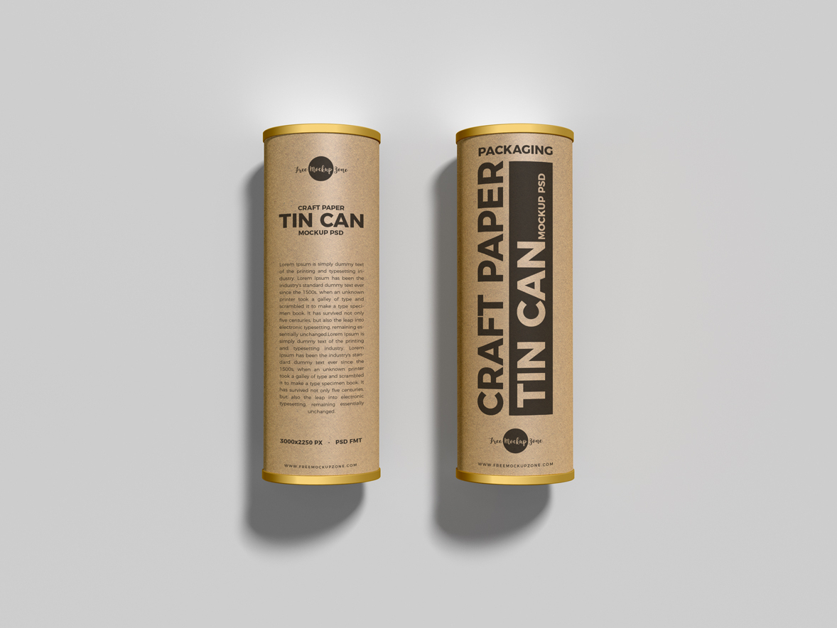 Download Free Craft Paper Tin Cans Mockup PSD by Free Mockup Zone ...