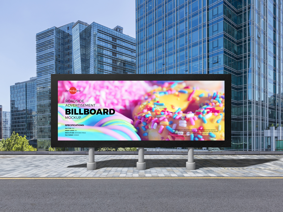 Download Free Roadside Advertisement Billboard Mockup by Free Mockup Zone on Dribbble