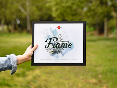 Free Girl Showing Frame Mockup PSD branding download font frame frame mockup free free mockup freebie identity logo mock up mockup mockup free mockup psd mockups photo frame mockup print psd stationery template