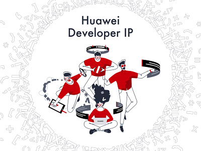 Huawei Developer IP branding color illustration 设计