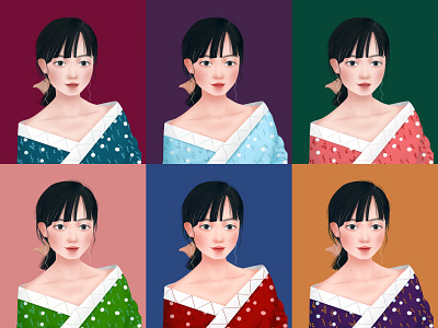 Illustrator self portrait color illustration 复古 设计