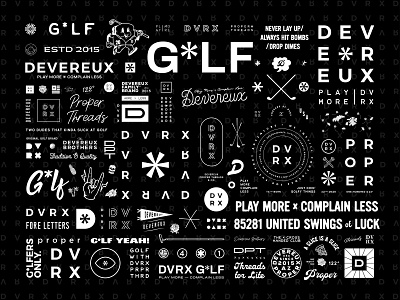 Play More — Complain Less asterisk black black and white brand branding complain less devereux dvrx golf grilled cheese lock up lock ups lockup lockups logo play more property threads white