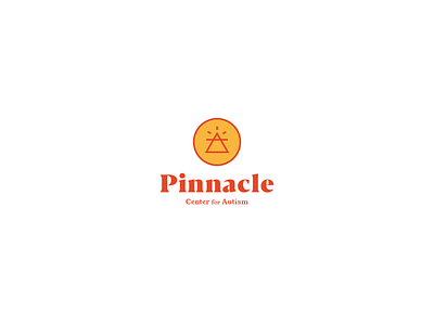 Pinnacle autism badge brand branding center design for graphic logo mountain peak pinnacle red therapy yellow