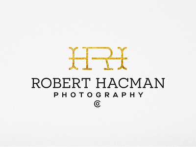 Robert Hacman Photography brand branding co company design foil gold graphic hacman logo logomark mark monogram photo photography rob robert type typography