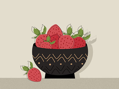 Bowl of Strawberries art artwork colors drawings fruit illustration fruits illustration illustration art illustrator sketching stilllife strawberry