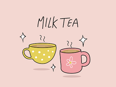 Milk Tea Love art artwork colors drawings illustration illustration art illustrator line drawing milk tea minimal morning mug selfcare stay home tea