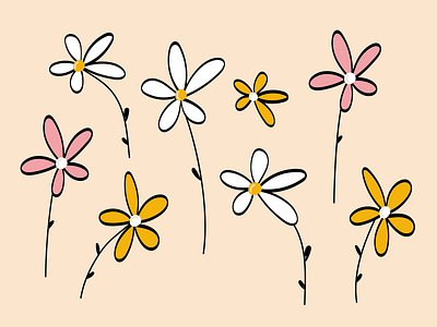 Flowers floral flower flower illustration illustration illustration art line drawing pink positive vibes