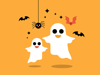 Happy Halloween Ghosts ✨ artwork colors dribbbleweeklywarmup flat design ghosts halloween halloween design halloween party illustration illustration art illustrator scary spooky vector weeklywarmup