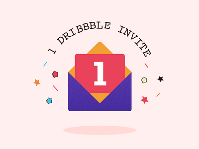 1 Dribbble Invitation colors dribbble invitation dribbble invite dribbble invite giveaway freebie giveaway illustration illustration art invitation invite invites giveaway stars vector