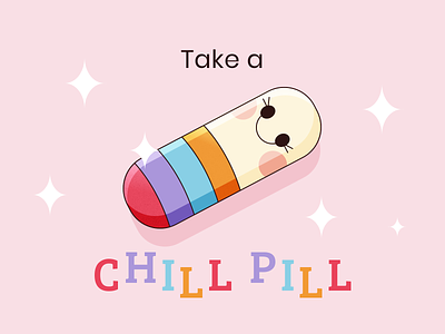 Take a chill pill 💜 artwork character chill chilling chillout colors creative cute cute illustration fun happiness happy illustration illustration art line drawing pill smile stars