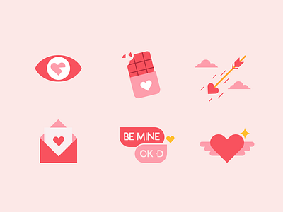 Valentine's Day Icons 💖 chocolate colors cute icon set icons icons pack illustration illustration art love love day love illustration lover pink valentine day valentines day