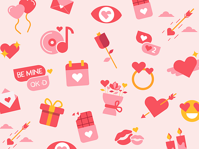 Valentine's Pattern 💖 cute dribbbleweeklywarmup flat happy illustration illustration art love lovers pattern pink valentine valentines day vector