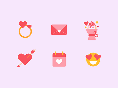 Valentine's day icons 💜 14 feb cute dribbbleweeklywarmup flowers happy icon set icons in love love pink valentine valentines day vector vector illustration