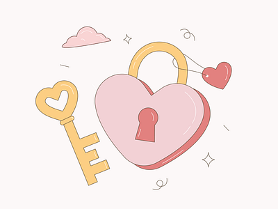 Love unlocked ❤️ heart illustration illustration art key lock love pink unlock valentine valentines day vector