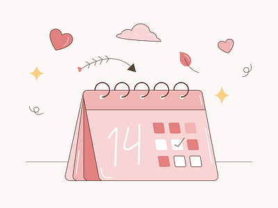 14th of Feb 💕 calendar drawings february illustration illustration art love valentine valentines day vector